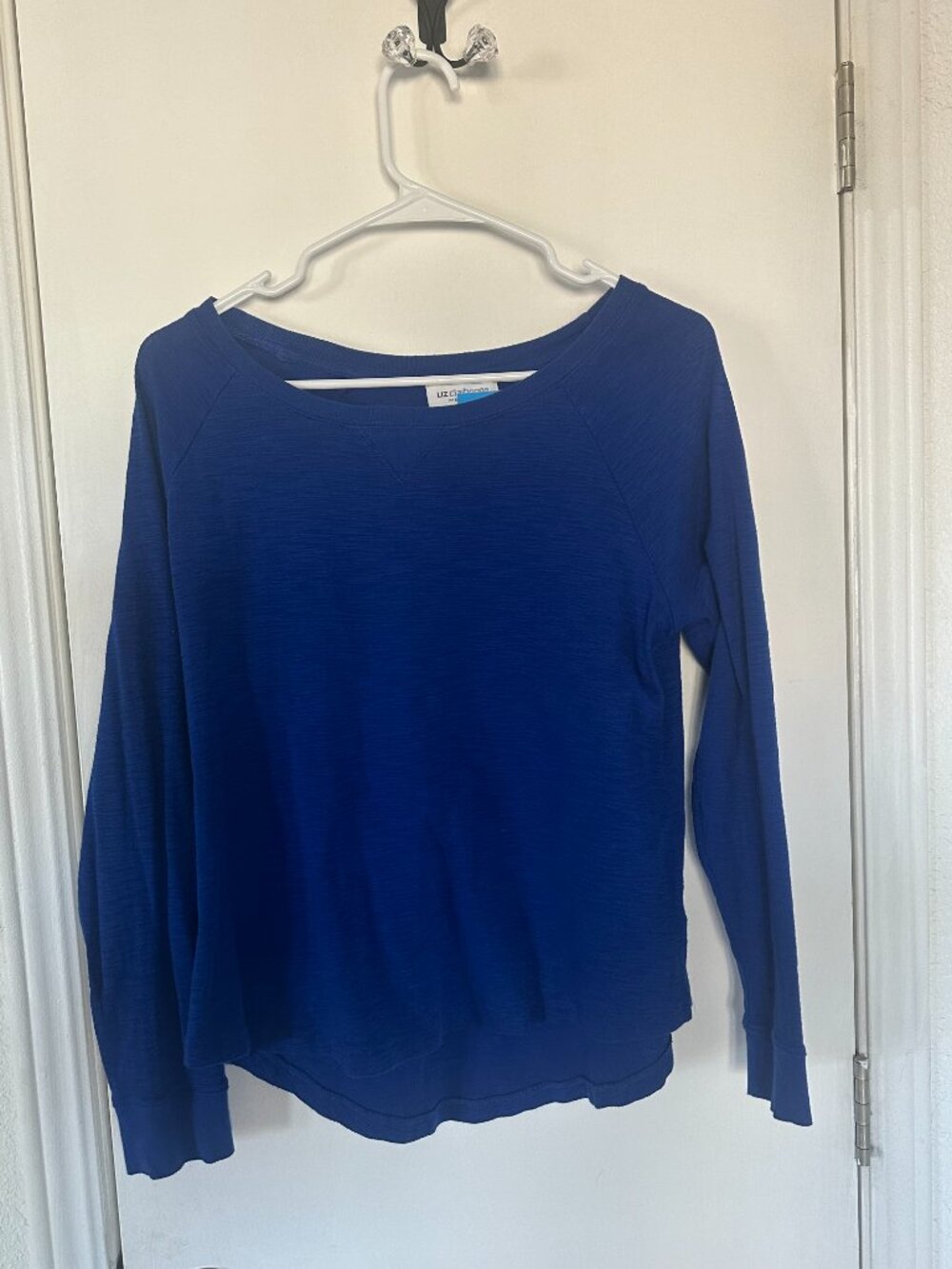 Liz Claiborne Weekend Top Women M Royal Blue Excellent Crew Neck Pullover